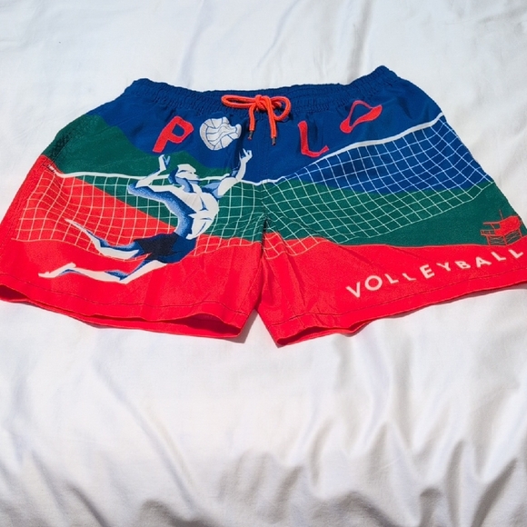 Ralph Lauren Red and Blue Swim Trunks - Picture 1 of 11